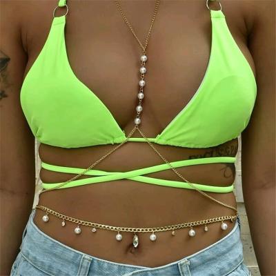 China Popular Environmentally Friendly Stylish Gemstone Pearl Gemstone Bead Waist Chain Elegant TONGLING Summer Beach Body Chain Bra Body Chain Crossover TONGLING Belly Waist Bikini Beach Jewelry for sale