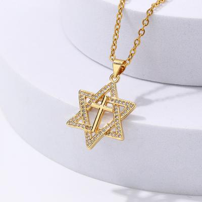 China High Quality Delicate Friendship Best Friends Tongling Necklace Fashion Cuban Necklace Simple Diamond Cross Pendant TRENDY Necklaces for sale