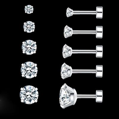 China CLASSIC Tongling earring studs round zircon bezel setting earring opal 2022 sterling silver ladies pave zirconia earrings for sale