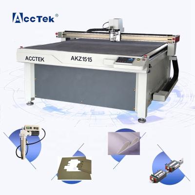 China Hotels Acctek AKZ1515 Oscillating Round 1625 CNC Knife Slitter Knife Cloth Cutting Machine for sale