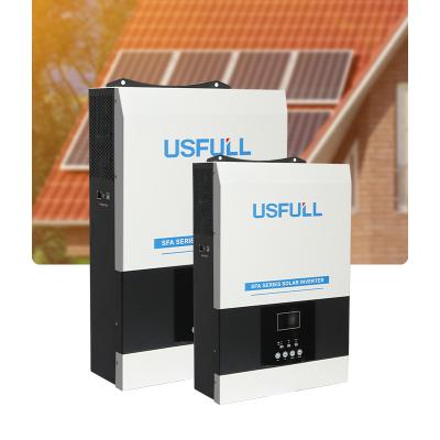 China Solar Power System USFULL Home Brand Off Grid Hybrid Inverter 5500W 48V DC to 220V 100A 500V MPPT Charger Solar Inverter wifi embedded remote device for sale