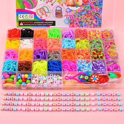 China TPR 40 Grids Colorful Diy Hand Color Elastic Band Kids Educational Toys Knitting Elastic Bracelet Band Making Machine for sale