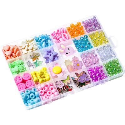 China Colorful 24 Grid Acrylic Beads Diy Children's Toys Handmade Beaded Jewelry Kit Educational Toys For Kids for sale