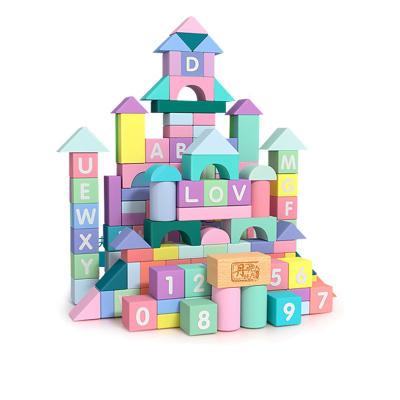 China Building Toy Amazon Hot Sale 61pcs Kids Building Blocks Toys Wooden Children Play Set Alphabet Educational Number Building Block Toy For Child for sale