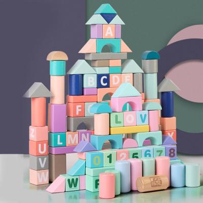 China Toy Custom Montessori Wooden Stacked Alphabet Number Building Block Educational Preschool Studying Toys Toddlers for sale