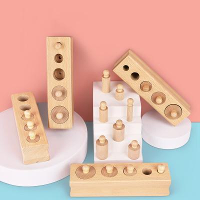 China MODEL TOY Montessori Cylinder Socket Blocks Wooden Geometry Paired Building Blocks Early Education Puzzle Toys for sale