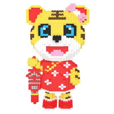 China Toy Tiger Building Blocks Assembly Toy Tiger Zodiac Lucky Micro Building Bricks 3D Mini Bricks Figures For Kid Children's Educational Gift for sale