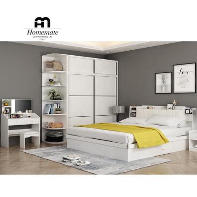 China Modern Melamine Bed Room Furniture MDF Bedroom Furniture Set Customized Storage for sale