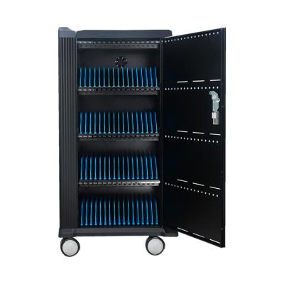 China Carbon Steel Charging Cabinet Cart / ABS 64 Outlets Fire Retardant Black Mobile Usb Table School Shelf for sale