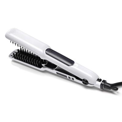 China Ultrasonic Ceramic Coating Steam Comb Customized Hair Straightener Flat Iron Comb Hair Straightening Brush Electric for sale