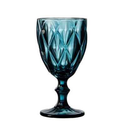 China WONDER Vintage Sustainable Goblet Machine Made Colored Embossed Wine Glass for sale