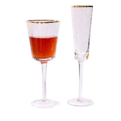 China WONDER Gold Red Wine Glass Wedding Party Glasses High Quality Rim Crystal Champagne Champagne Glasses for sale