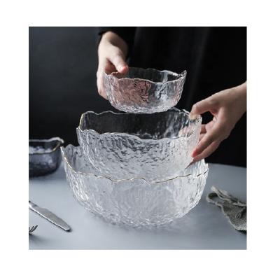 China Viable Wholesale Japanese Style Irregular Glass Bowl With Hammerhead Fish Pattern Glass Bowl Set for sale