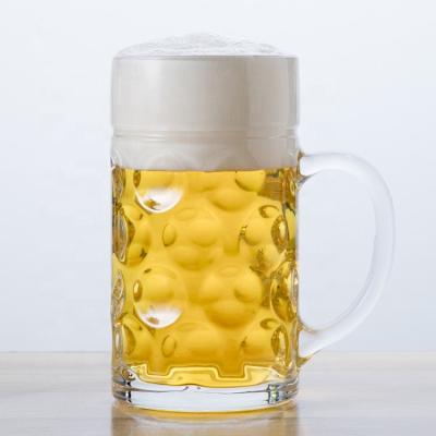 China Large Lead Free Beer Glass Mug Glass Beer Mugs With Advertising Logo Space for sale