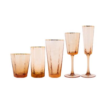 China Vintage WONDER high quality amber color tumbler crystal glass juice cup dessert glass cups customized for party for sale