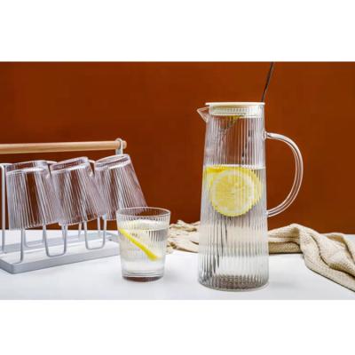 China Promotion Gift Viable Glass Water Jug Set With Handle Beverage Jug Drinking Glass Water Jug for sale