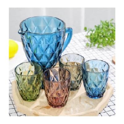 China Viable color glass jug and glass mug set wholesale hot sale color glass home mug for sale