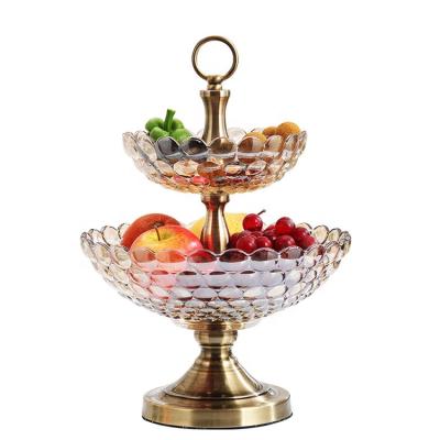 China Popular Luxury WONDER Party Crystal Glass Cake Candy Bowl Stocked Decorative Dry Fruit Tray for sale