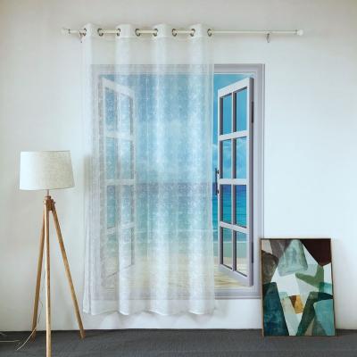 China HOT SALE BLACKOUT DESIGN 100%POLYESTER NEW CHEAP WHITE EMBROIDERY TULLE PANEL CURTAIN FOR LIVING ROOM AND HOTEL SAIL EMD-9 for sale