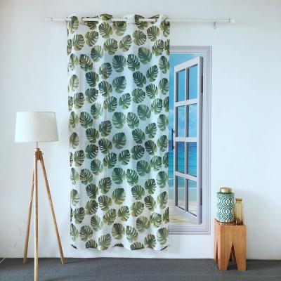 China BLACKOUT KEQIAO CHINA POLYESTER SINGLE SAIL TROLLEY GREEN MONSTERA LRAVES PRINTING PURE SUMMER PT-18 PANEL CURTAIN SPRING TULLE for sale