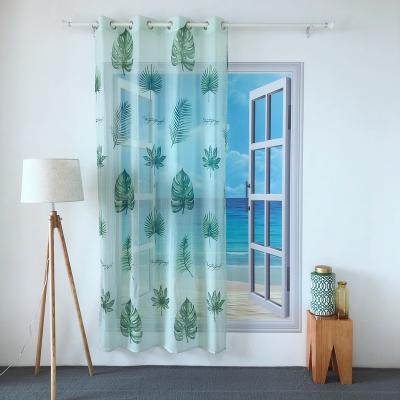 China BLACKOUT KEQIAO CHINA POLYESTER SAIL TROLLEY SINGLE GREEN MONSRERA LEAVES PURE PRINT SUMMER GREEN PT-20 PANEL CURTAIN SPRING TULLE for sale