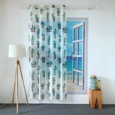 China BLACKOUT KEQIAO CHINA POLYESTER SINGLE TROLLEY PLANTS SUCCULENT CACTUS PRINTING PURE SUMMER PT-22 PANEL CURTAIN SPRING TULLE for sale