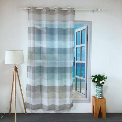 China BLACKOUT POLYESTER SAIL PLEASANT TROLLEY FACTORY SIMPLE DESIGN CANVAS LOOK STRIPED PANEL CURTAIN GRAY AND PURE WHITE LN-1 TULLE GOOD PRICE for sale