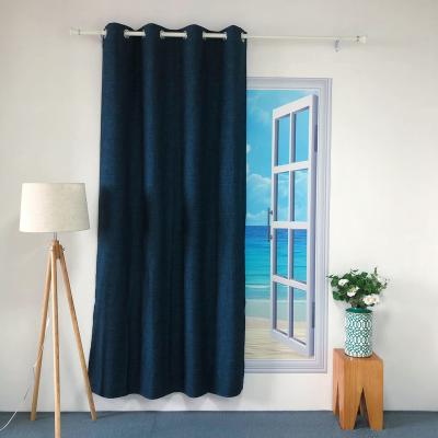 China BLACKOUT KEQIAO CHINA BK-4 POLYESTER PRICE GOOD DESIGN POLYESTER SAIL TROLLEY BLACKOUT CURTAIN PURE SINGLE SINGLE INTERESTING DARK BLUE PANEL for sale