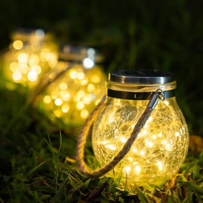 China High Quality Waterproof IP44 Solar Garden Decoration Hanging Glass Jar Hanging Light 2m 20leds LED Solar Holiday Lamp for sale