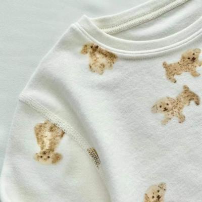 China Good Quality Thermal Girl Cute Dog Printing Pajamas Warm Fiber Heating Children Homewear Set Children Girl Animal Printing Pajamas Set for sale