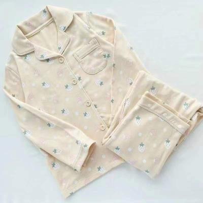 China Large Quality Thermal Wholesale Ice Yellow Girl Strawberry Print Pajamas Set Tops Kids Pants Custom Girl Set Homewear Set for sale