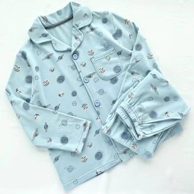 China Boy Pajamas Kids Pajamas Thermal Custom Cotton Kids Clothes Sets Space Planet High Quality Unisex Sleepwear OEM Made Pajamas for sale