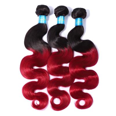 China Good Quality Seller Body Wave Color 1B/99j Virgin Ombre Cuticle Hair, Unprocessed Virgin Hair, Virgin Mink Brazilian Human Hair Bundle for sale