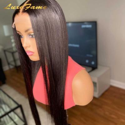 China Free Sample Silky Straight Wave Unprocessed Virgin Hair Wig, Transparent Swiss Lace Front Wig, 100% Virgin Raw Human Hair Wigs For Black Women for sale