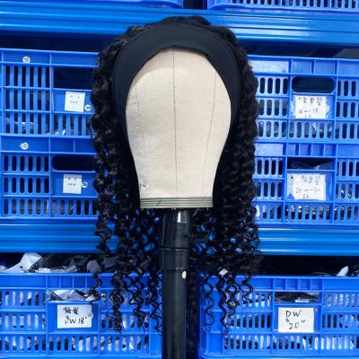 China Wholesale Virgin Raw Deep Wave Hd Curly Wigs, 30'26'18inch Brazillian Raw Headband Wigs, Curly Deepwave Hair Headband Wig for sale