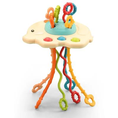 China Kids Playing Cute Elephant Food Grade Traction Toy Sensory Montessori Toys For Fine Motor Skills Development Travel Silicone Baby Toy for sale