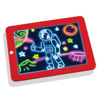 China Kids Educational 3D Art Graphics Plastic Clipboard Fluorescence Painting LED Pad Magic Writing Board Drawing Tablet Set With Light for sale