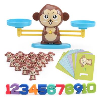 China Kids Montessori Math Monkey Digital Balance Scale Toys Penguin Educational Match Balancing Counting Number Board Game OEM for sale