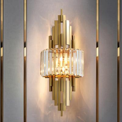 China Stainless Steel Crystal Modern Wall Light Wedding Residential Customized for sale