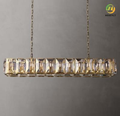 China K9 E12 Crystal Pendant Chandelier Wrought Iron Retro Rectangle for sale