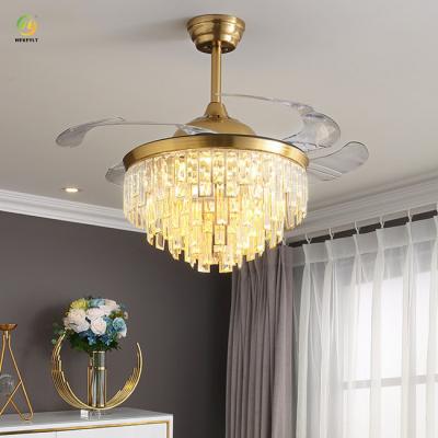 Chine Fréquence variable du cristal LED de plafond de lumière invisible de fan pour la chambre à coucher à la maison de salon à vendre