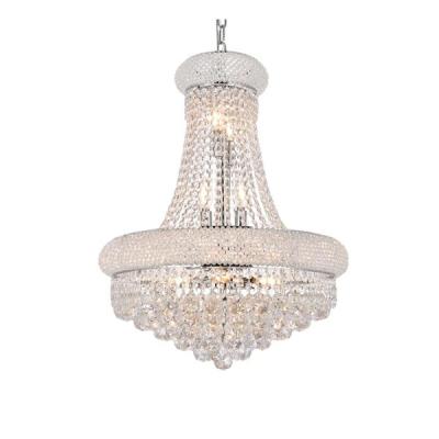 China Gold Chrome Crystal Metal E14 Dimmable Empire Chandelier For Luxury Villa for sale