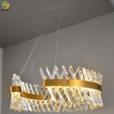 China LED Clear 1 Meter Modern Ring Light Luxury Living Room Crystal Chandelier for sale