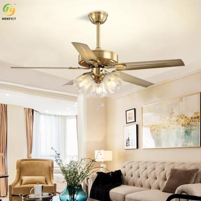 Cina Ventilatore da soffitto per interni americano a 3/4/5 teste Ventilatore da soffitto a LED color oro fantasia in vendita