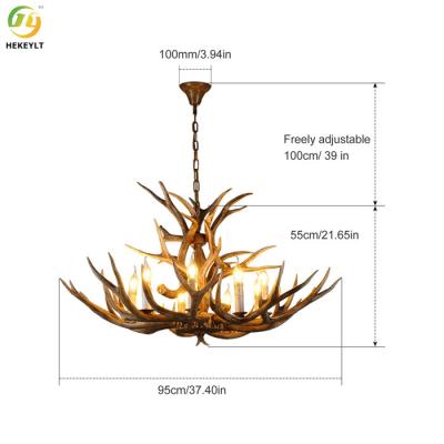 China E14 Rustic Deer Antler Chandelier Lighting 8 Light Large Resin for sale