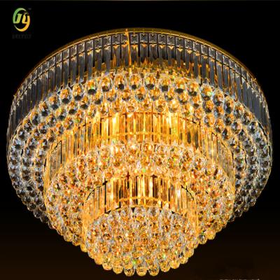 China Luxury Bulb Base E14 Gold Led Ceiling Light Crystal And Metal for sale