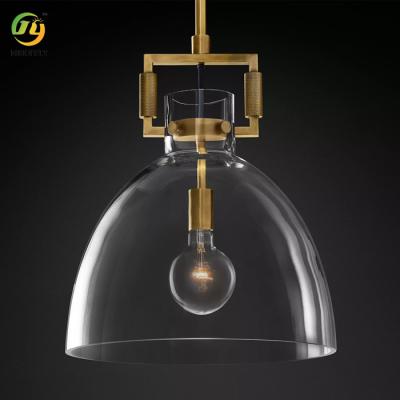 China Customize Nordic Post Modern Light Luxury All Copper Glass Bedroom Pendant Light for sale