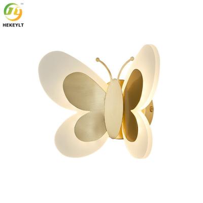 China LED Butterfly Modern Wall Light All Copper Silica Gel Material Brass Color for sale