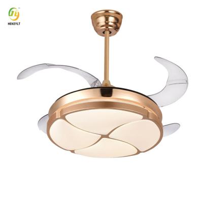 Chine Lames acryliques 36W de la lumière 4 de fan de plafond d'or en métal de LED 42 pouces à vendre