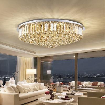 China Luxury Indoor Living Room Led Crystal Ceiling Light E14 Light Souece for sale